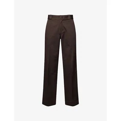 Dickies Mens Dark Brown 247 Loose-fit Straight-leg Cotton Trousers