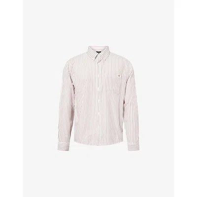 Dickies Mens Egret Gallatin Striped Cotton Shirt Xxl In White