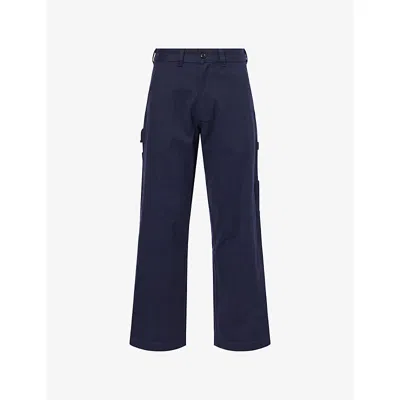 DICKIES MENS NIGHT SKY OLIVER SPRINGS STRAIGHT-LEG COTTON CARPENTER TROUSERS