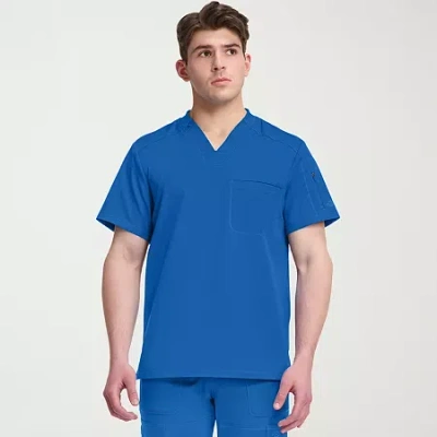 Dickies Mens V Neck Short Sleeve Scrub Top In Blue
