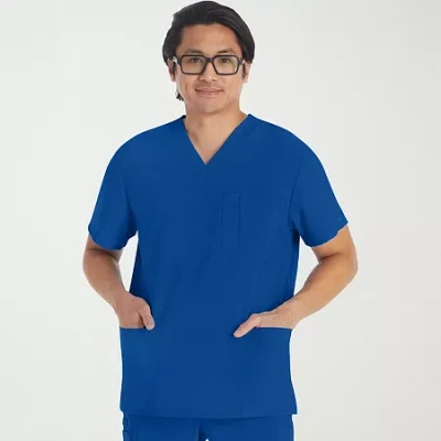 Dickies Mens V Neck Short Sleeve Scrub Top In Blue