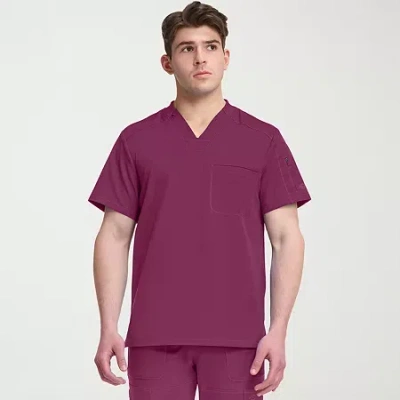 Dickies Mens V Neck Short Sleeve Scrub Top In Burgundy