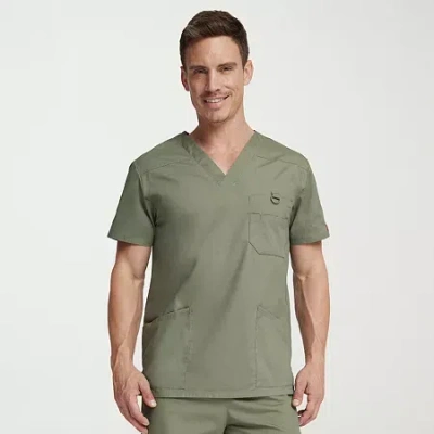 Dickies Mens V Neck Short Sleeve Scrub Top In Gray