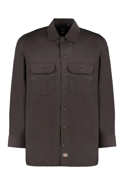 Dickies Mixed Cotton Shirt In Brown