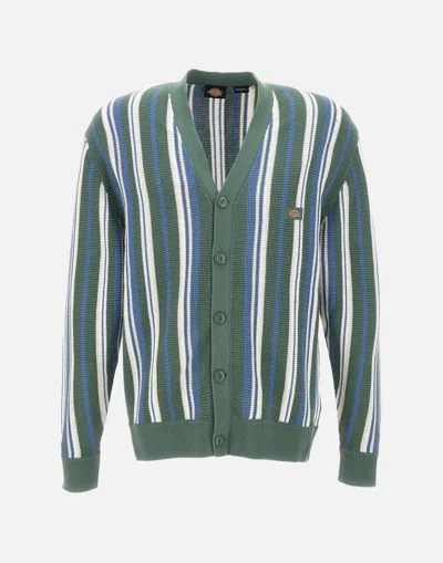Dickies Multicolor Striped Cotton Cardigan Sweater In Green