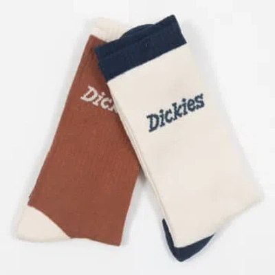 Dickies Ness City 2 Pack Socks In Cream & Orange In Neutrals