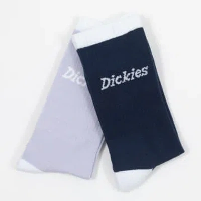 Dickies Ness City 2 Pack Socks In Navy & Purple In Blue