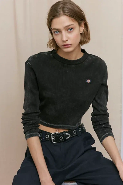 Dickies Newington Ribbed Long Sleeve Tee In Washed Black, Women's At Urban Outfitters