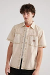 DICKIES NEWINGTON SHORT SLEEVE SHIRT TOP IN NEUTRAL, MEN'S AT URBAN OUTFITTERS