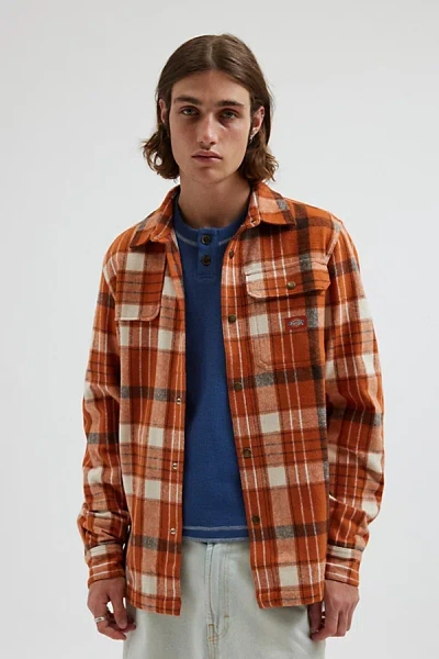 Dickies Nimmons Plaid Long Sleeve Button-down Shirt In Rust, Men's At Urban Outfitters