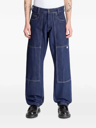 Dickies Panelled Logo-patch Jeans In Blue