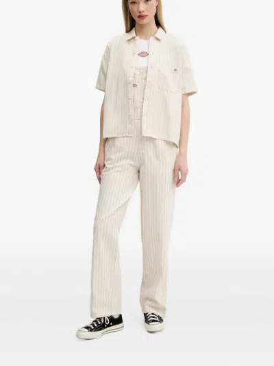 Dickies Pinstripe Overall Dungarees In Neutral