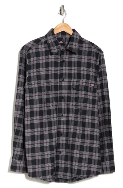 Dickies Plaid Flex Button-up Flannel Shirt In Black