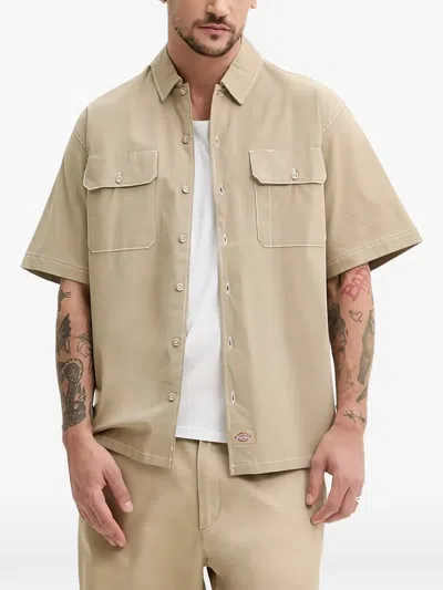 Dickies Unionville Short Sleeve Button-up Work Shirt In Desert Sand