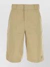 Dickies Polyester Blend Knee Length Shorts With Waist Belt Loops In Cream