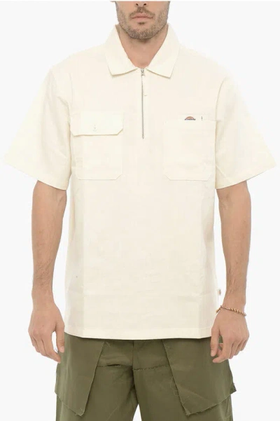 トップス POP TRADING COMPANY shortsleeve shirt Dickies x POP Trading Company Short Sleeve Zip Shirt in Off