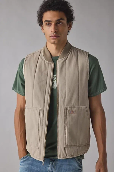 Dickies Quilted Canvas Vest Jacket In Desert Sand, Men's At Urban Outfitters In Nude