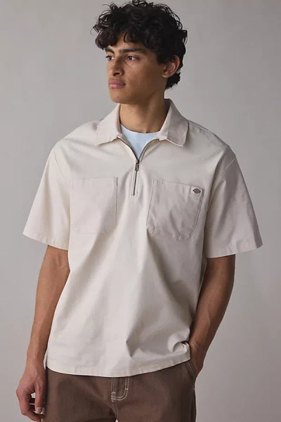 Dickies Ranch Quarter Zip Short Sleeve Shirt Top In Whitecap Gray, Men's At Urban Outfitters