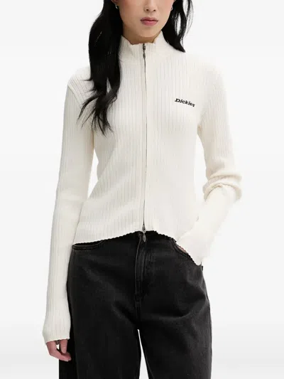 Dickies Ribbed Zip-up Jumper In White