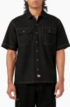 Dickies Riverbend Short Sleeve Button-up Work Shirt In Black