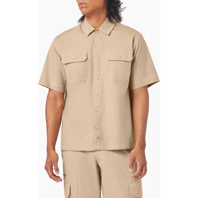 Dickies Riverbend Short Sleeve Button-up Work Shirt In Desert Sand