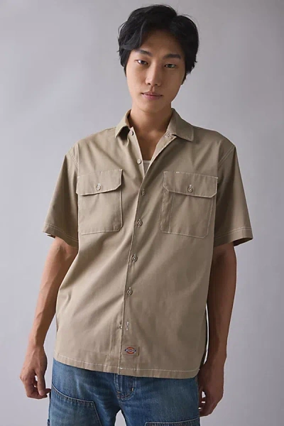 Dickies Riverbend Short Sleeve Shirt Top In Tan, Men's At Urban Outfitters In Brown