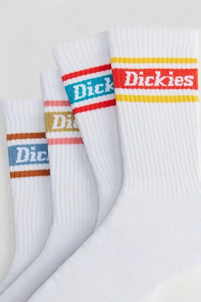 Dickies Rugby Stripe Crew Sock 4-pack In Assorted, Men's At Urban Outfitters In White