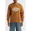 Dickies Ruston Intarsia Logo Crewneck Sweater In Brown