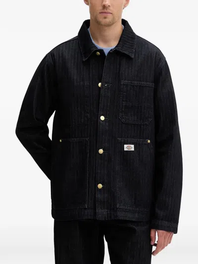 Dickies Selvedge Herringbone-pattern Denim Jacket In Black