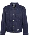 Dickies Pleated Denim Jacket Front Pockets Stitching In Blue