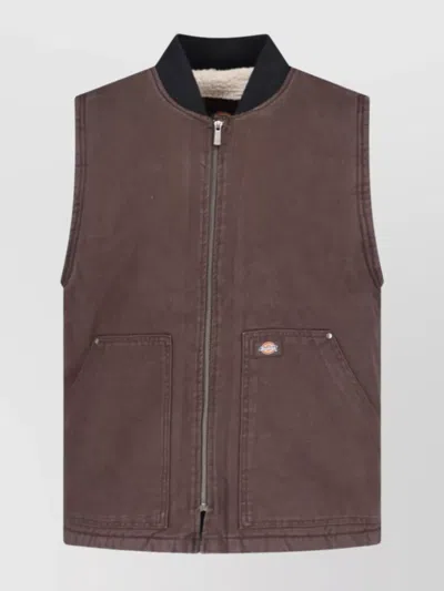 DICKIES SHERPA LINED SLEEVELESS JACKET WITH FRONT POCKETS