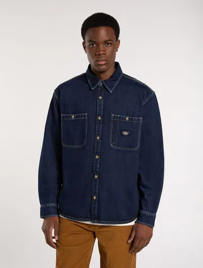 Dickies Shirts Man  Mechanic Dnm Shirt - Dk0a87px 0dd1 Dark Indigo In Blue