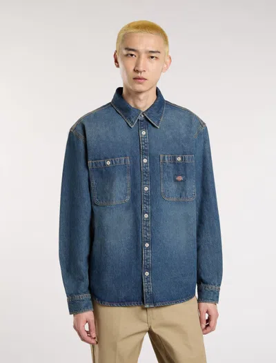 Dickies Shirts Man  Mechanic Dnm Shirt - Dk0a87px L231 Khaki Dyed Blue