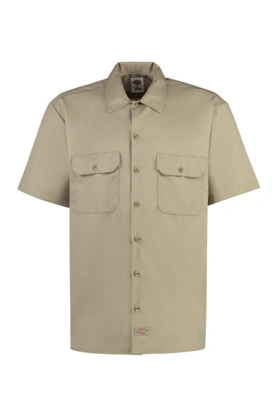 Dickies Short Sleeve Cotton Blend Shirt In Beige