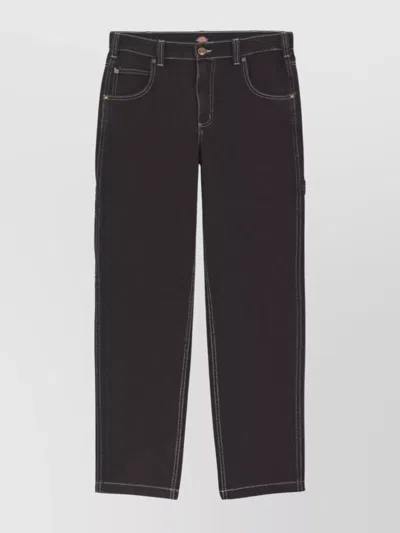 Dickies Stitched Denim Trousers Rounded Rear Pockets In Black