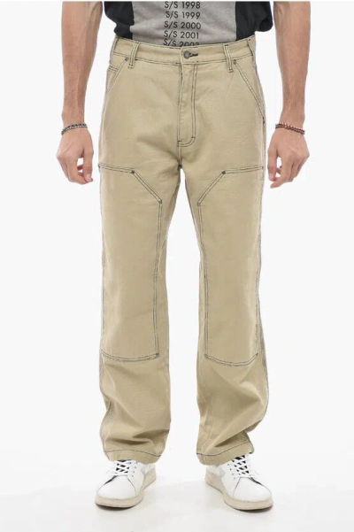 Dickies Straight Leg Carpenter Pants With Visible Stitching In Neutral