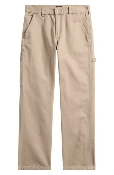 Dickies Straight Leg Cotton Canvas Carpenter Pants In Neutral