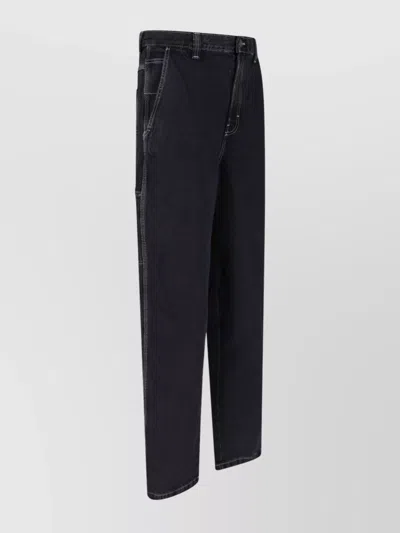 Dickies Straight Trousers With Contrast Stitching And Pockets In Black