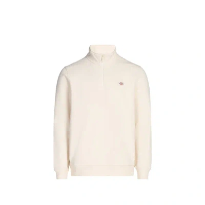 Dickies Quarter-zip Logo-patch Sweater In White