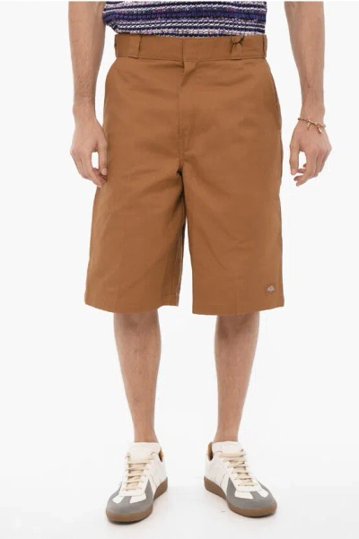 Dickies Twill Cotton Shorts With Belt Loops In Brown