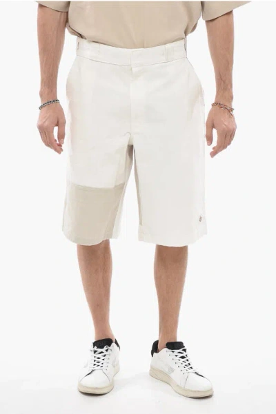 Dickies Two-tone Loose Fit Shorts With Belt Loops In White