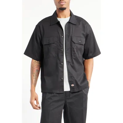 Dickies Unionville Short Sleeve Button-up Work Shirt In Black