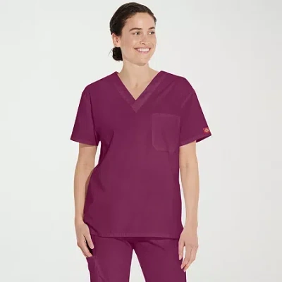 Dickies Unisex Adult V Neck Short Sleeve Scrub Top In Purple