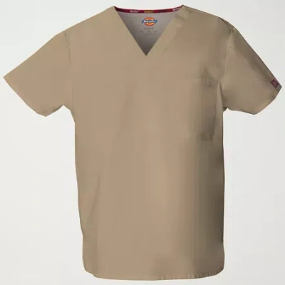 Dickies Unisex Adult V Neck Short Sleeve Scrub Top In Brown