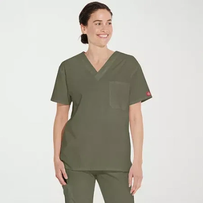 Dickies Unisex Adult V Neck Short Sleeve Scrub Top In Yellow