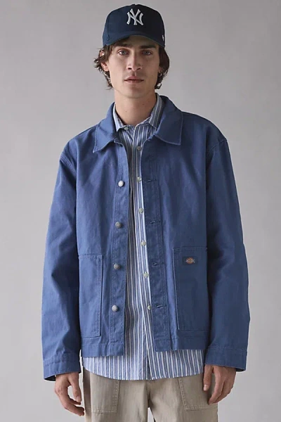 Dickies Unlined Canvas Button-down Jacket In Blue, Men's At Urban Outfitters