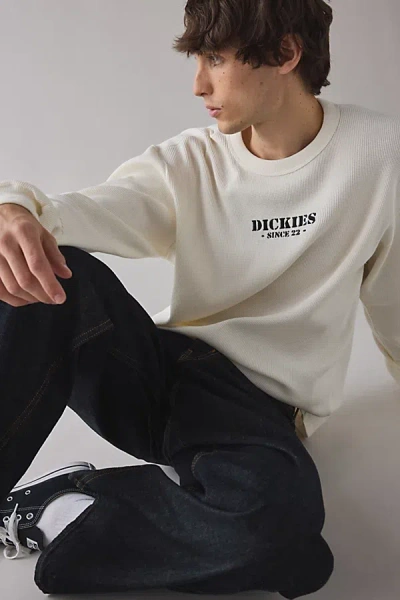Dickies Waffle Thermal Long Sleeve Tee In Cream, Men's At Urban Outfitters In White