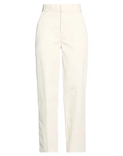 Dickies Woman Pants Cream Size 27 Polyester, Cotton In White