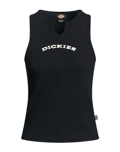 Dickies Woman Tank Top Black Size Xxs Cotton, Elastane