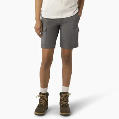 Dickies Women's Cooling Cargo Shorts, 10" In Grey